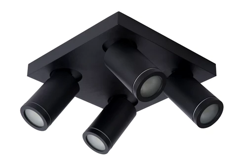 Lucide TAYLOR - Deckenstrahler Badezimmer - LED Dim to warm - GU10 - 4x5W 2200K/3000K - IP44 - Schwarz - ausgeschaltet